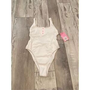 White one piece high cut cheeky sexy swimsuit size XS